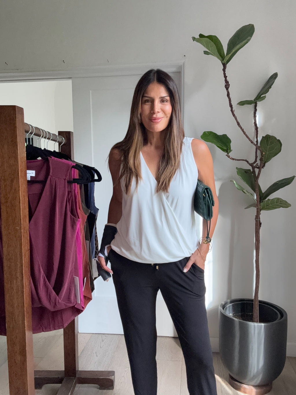 The Everyday Cupro Surplice Tank - Ivory