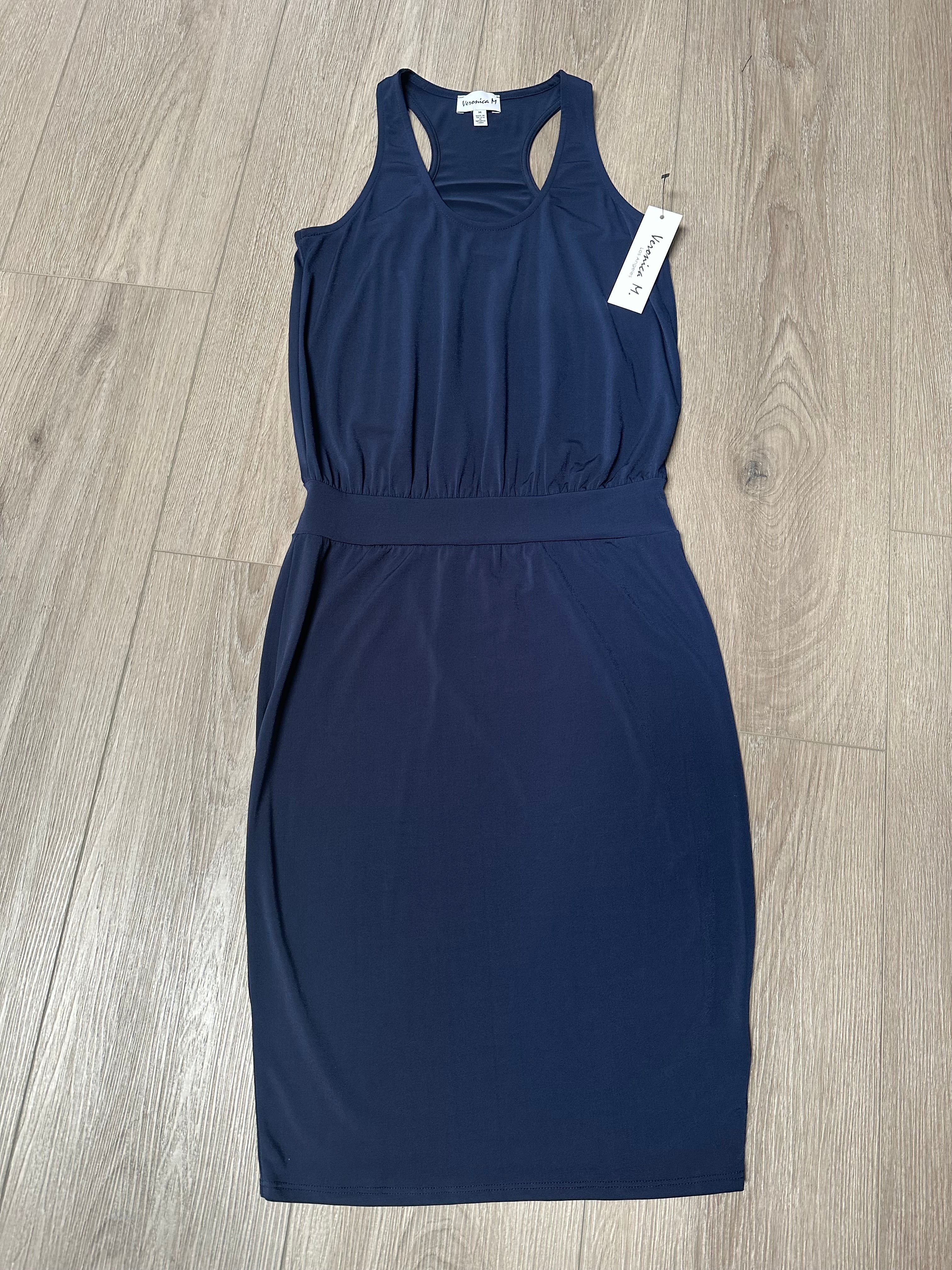 Navy Stretch Racerback Dropwaist Dress