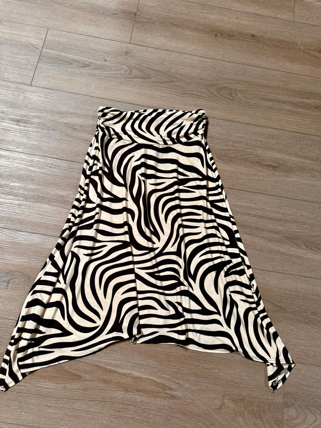 Mara Zebra Bias Cut Stretch Midi Skirt