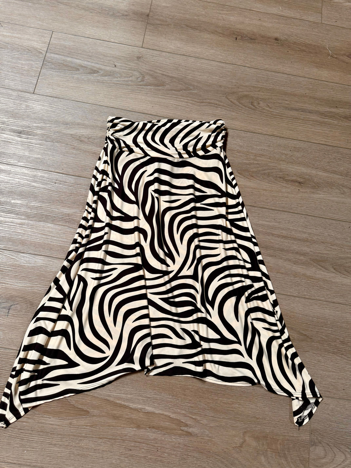 Mara Zebra Bias Cut Stretch Midi Skirt