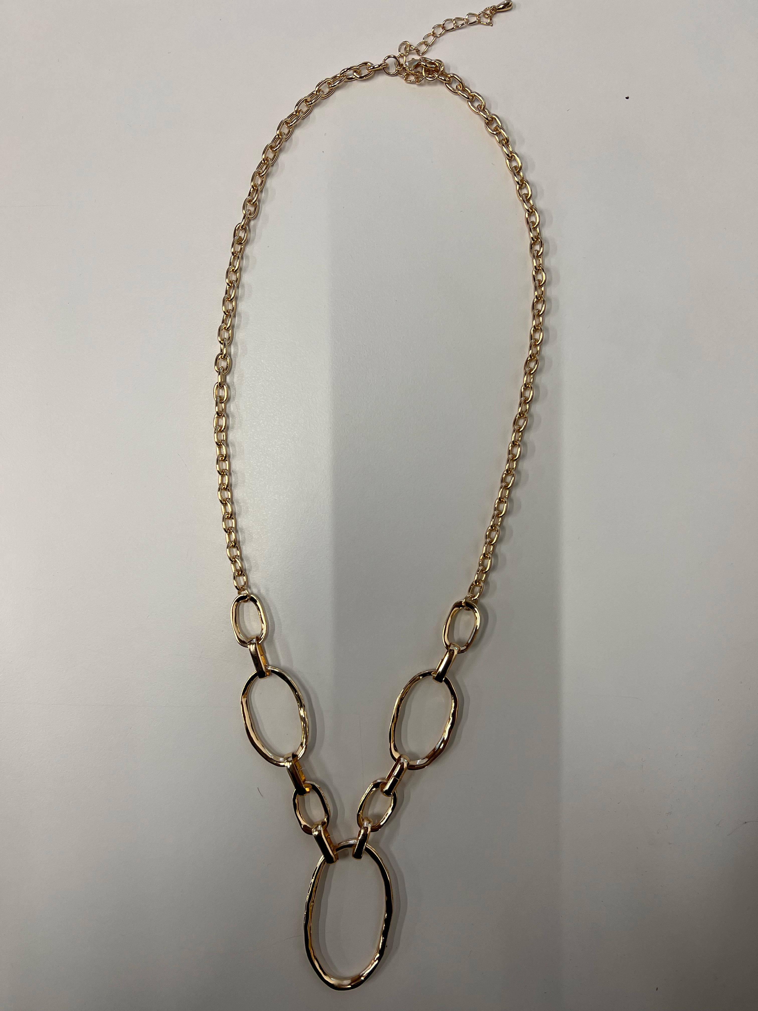 Gold Oval Statement Chain Necklace