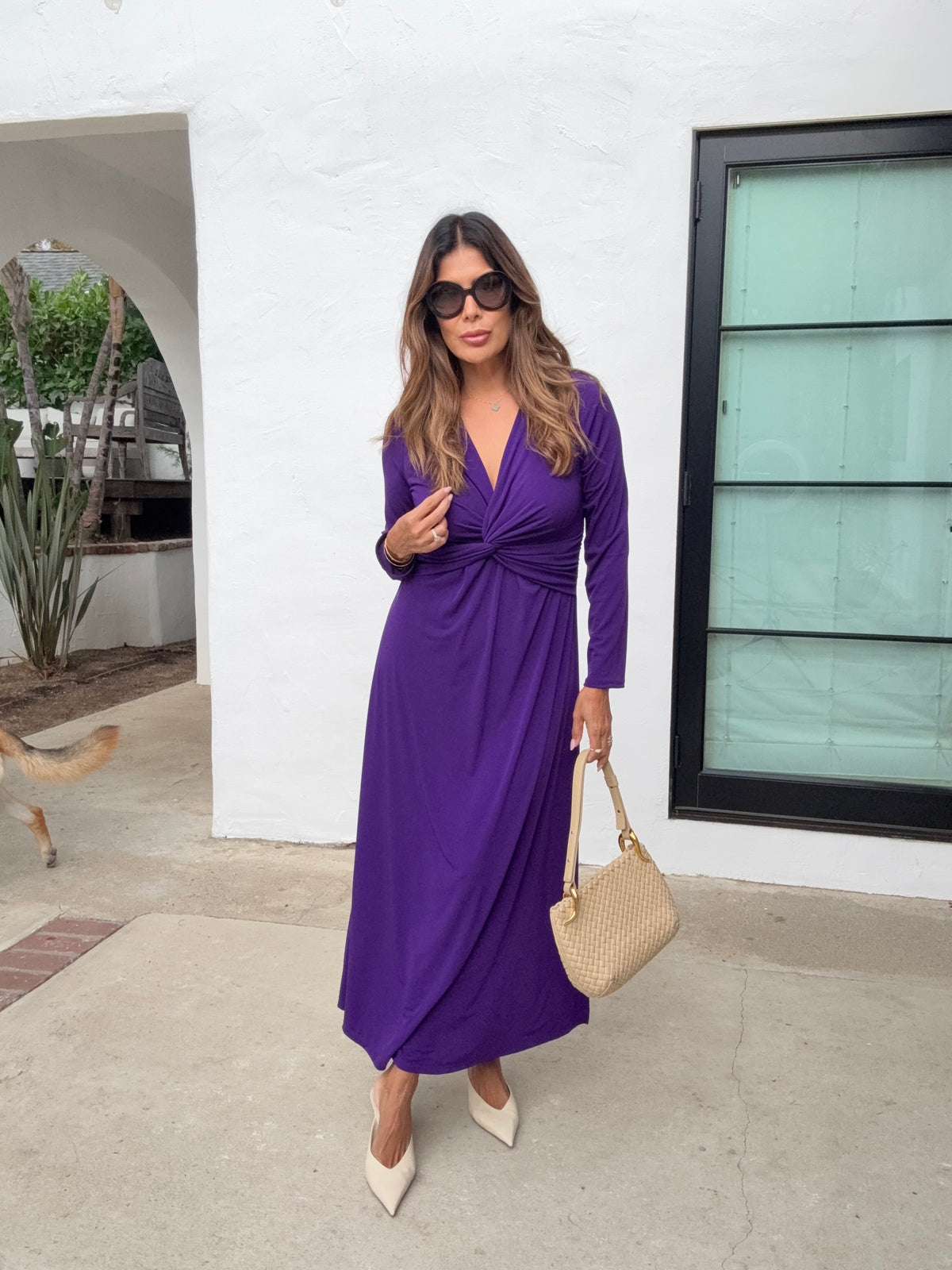 Purple Stretch Twist Long Sleeve Maxi