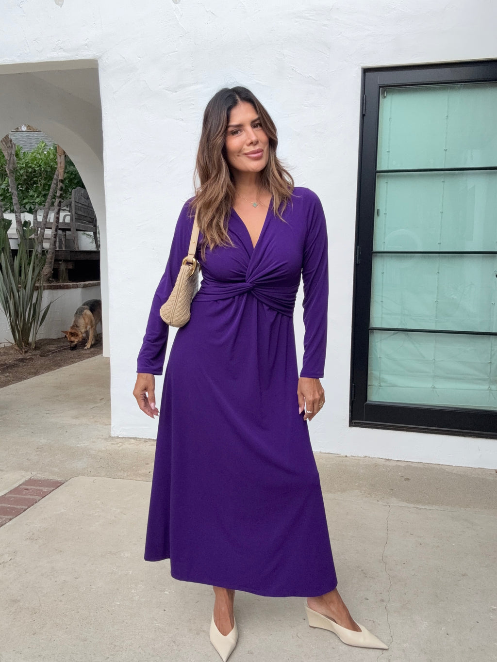 Purple Stretch Twist Long Sleeve Maxi