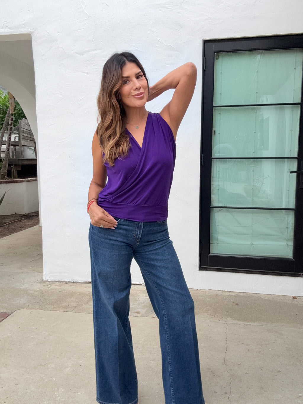 Purple Stretch Surplice Top