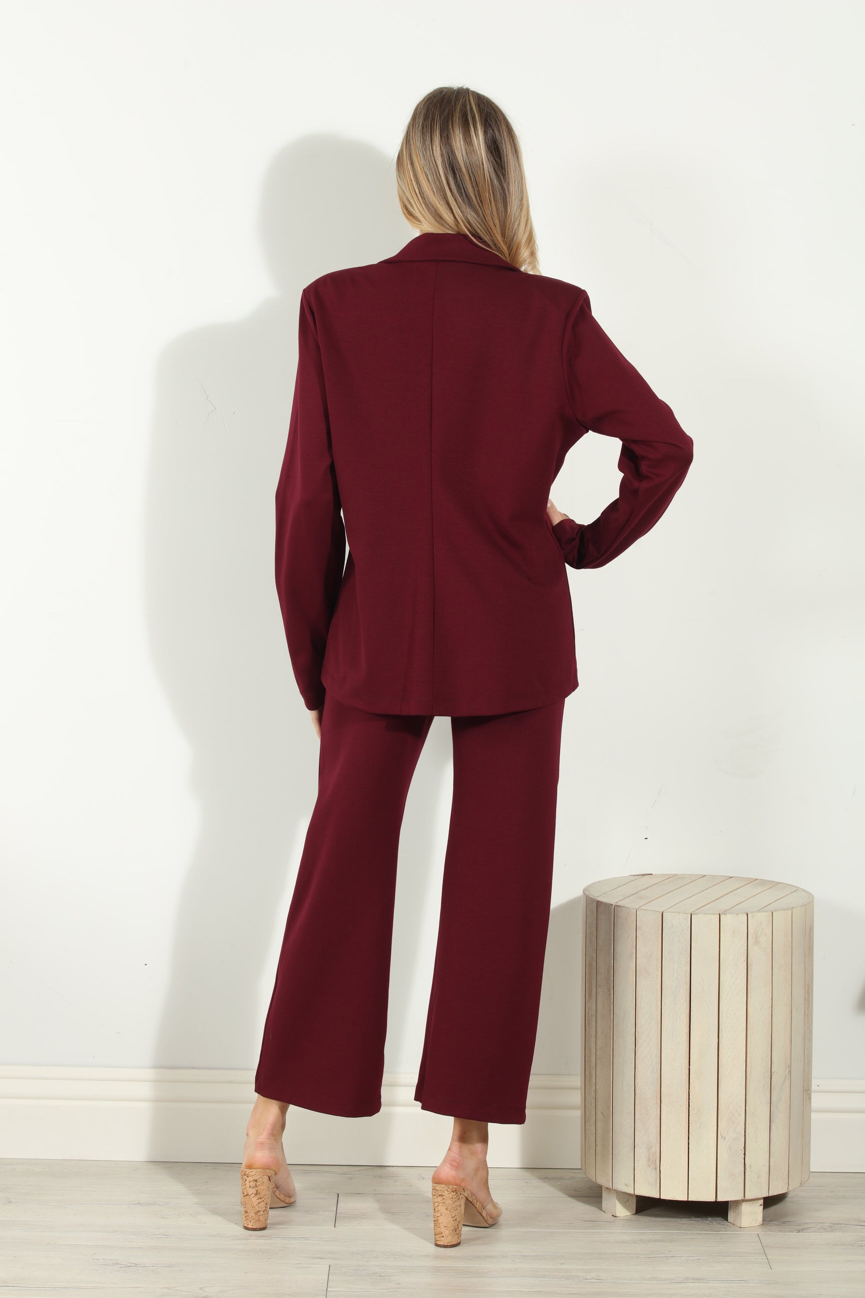 Wine Button Ponti Blazer