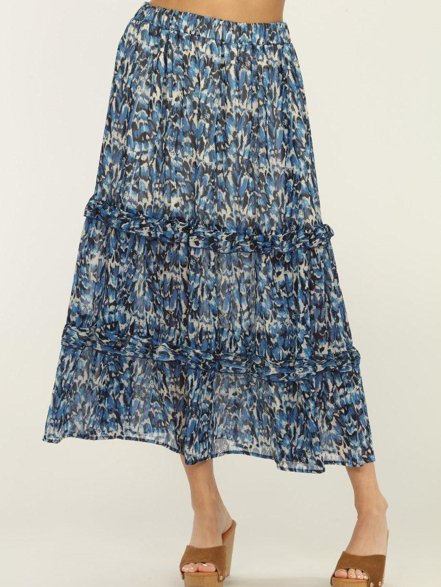 Selina Chiffon Ruffle Midi Skirt-FINAL SALE