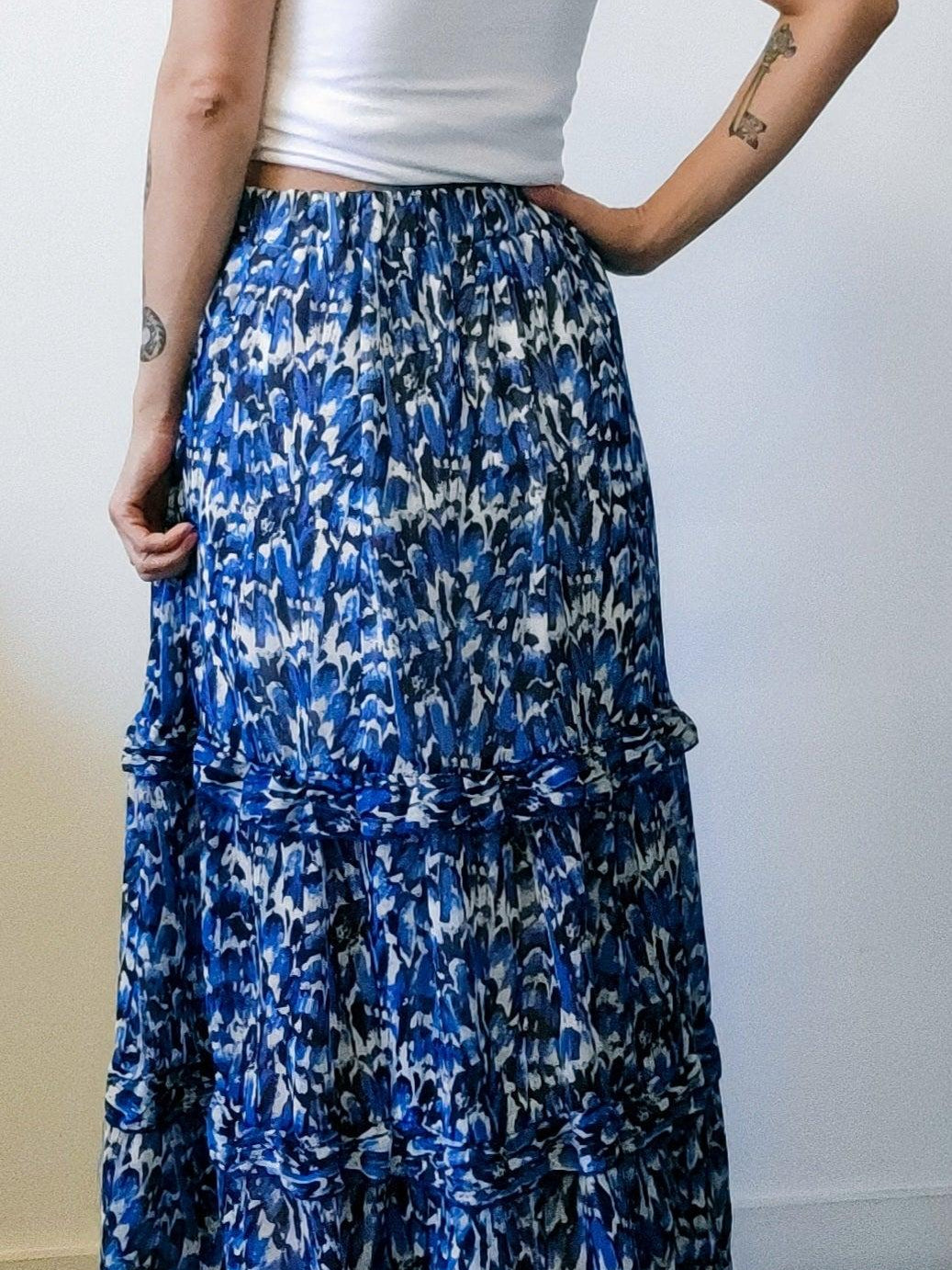 Selina Chiffon Ruffle Midi Skirt-FINAL SALE