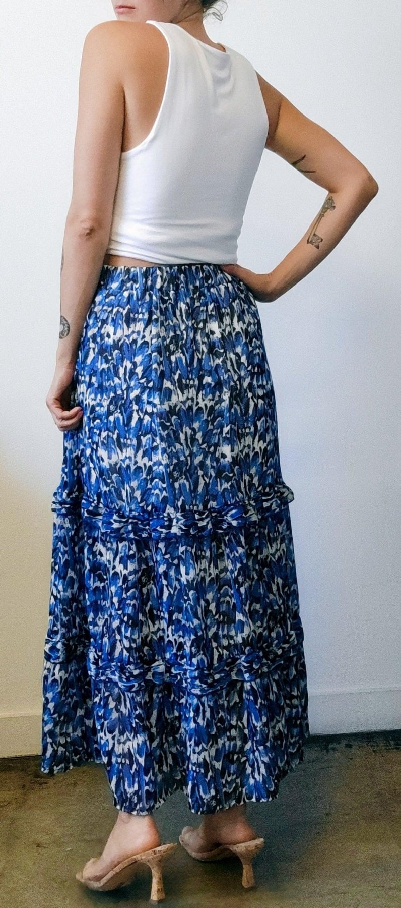 Selina Chiffon Ruffle Midi Skirt-FINAL SALE