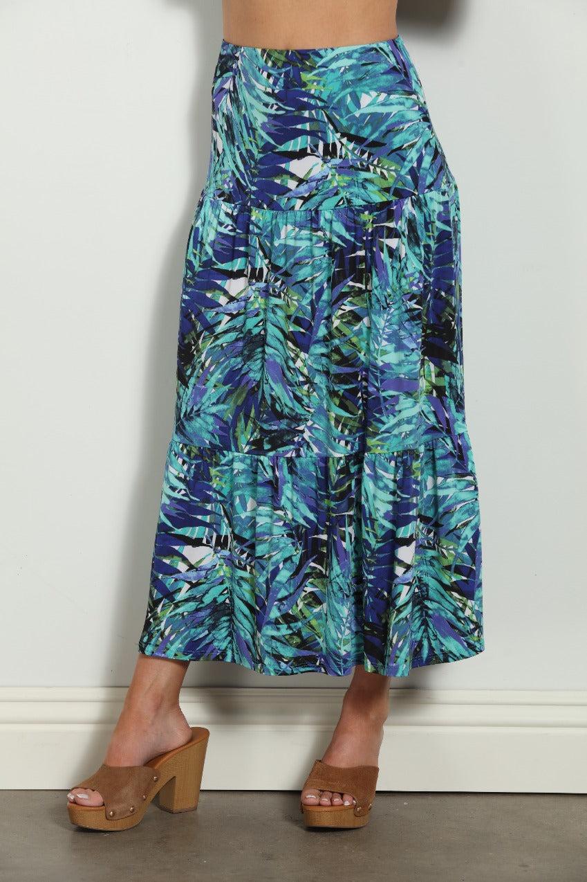 Audrie Stretch Tiered Midi Skirt-FINAL SALE