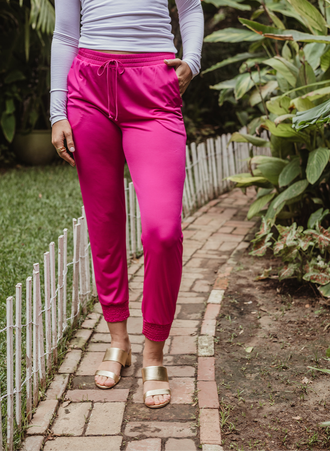Magenta Stretch Joggers -FINAL SALE