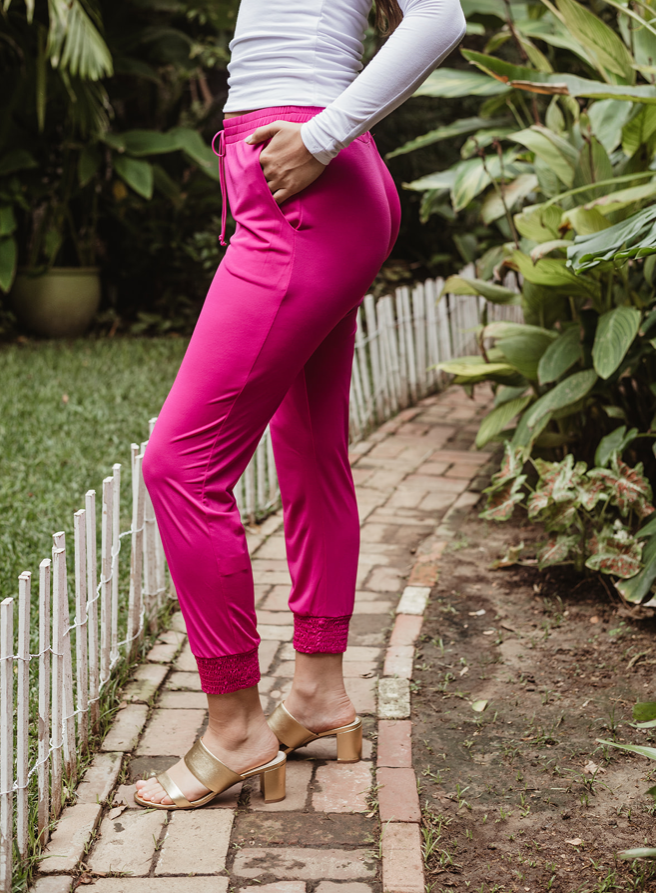 Magenta Stretch Joggers -FINAL SALE