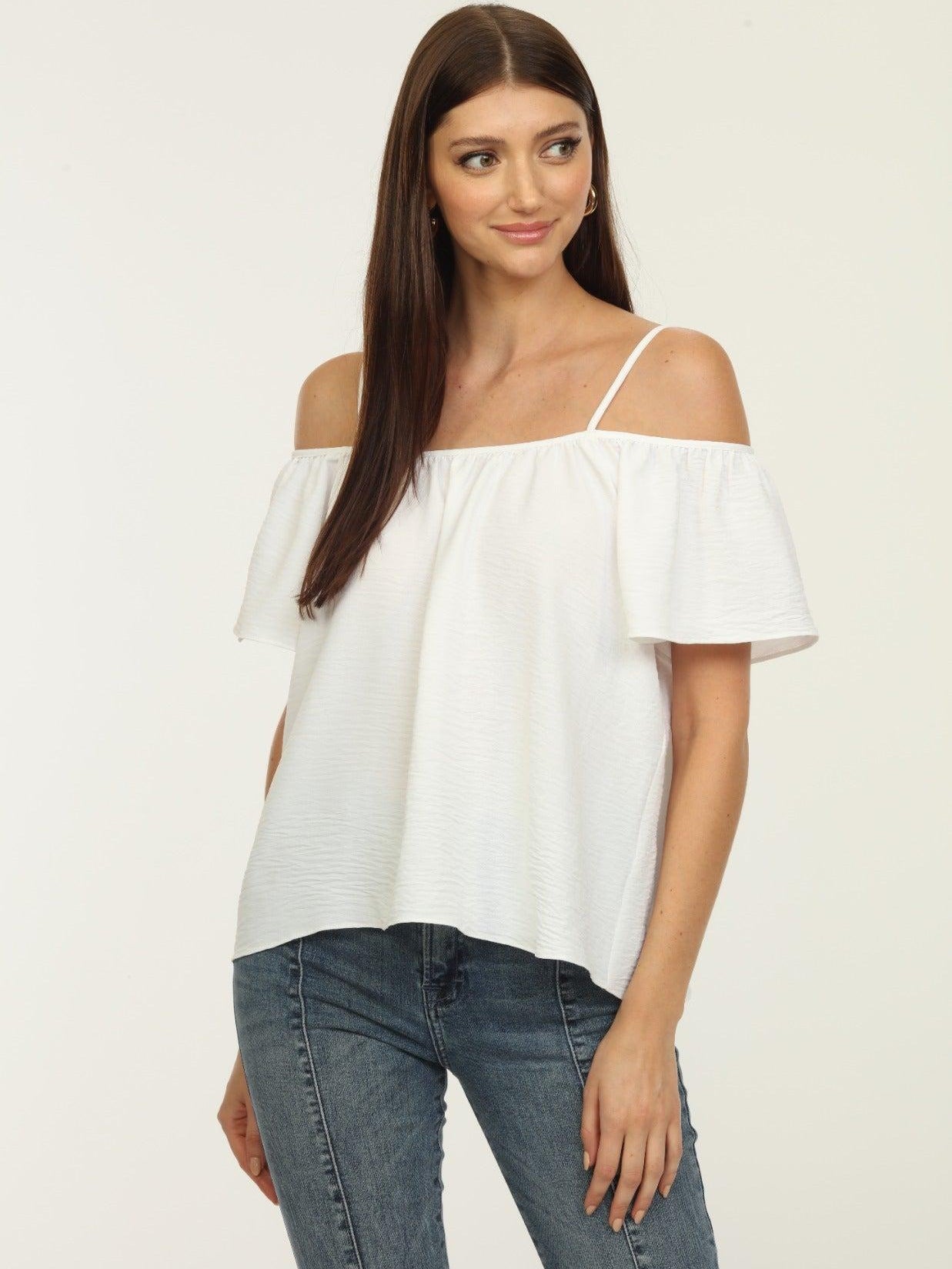 White Airflow Cold Shoulder Tank-FINAL SALE