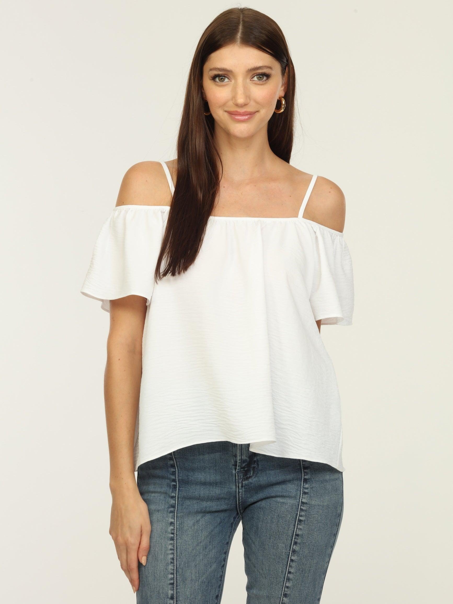 White Airflow Cold Shoulder Tank-FINAL SALE