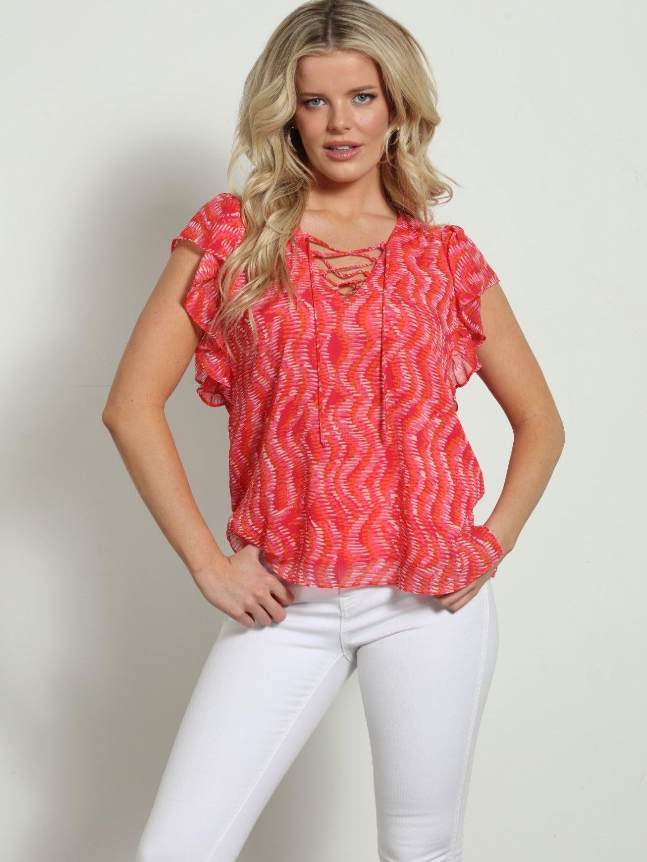 Inca Lace-Up Ruffle Blouse-FINAL SALE