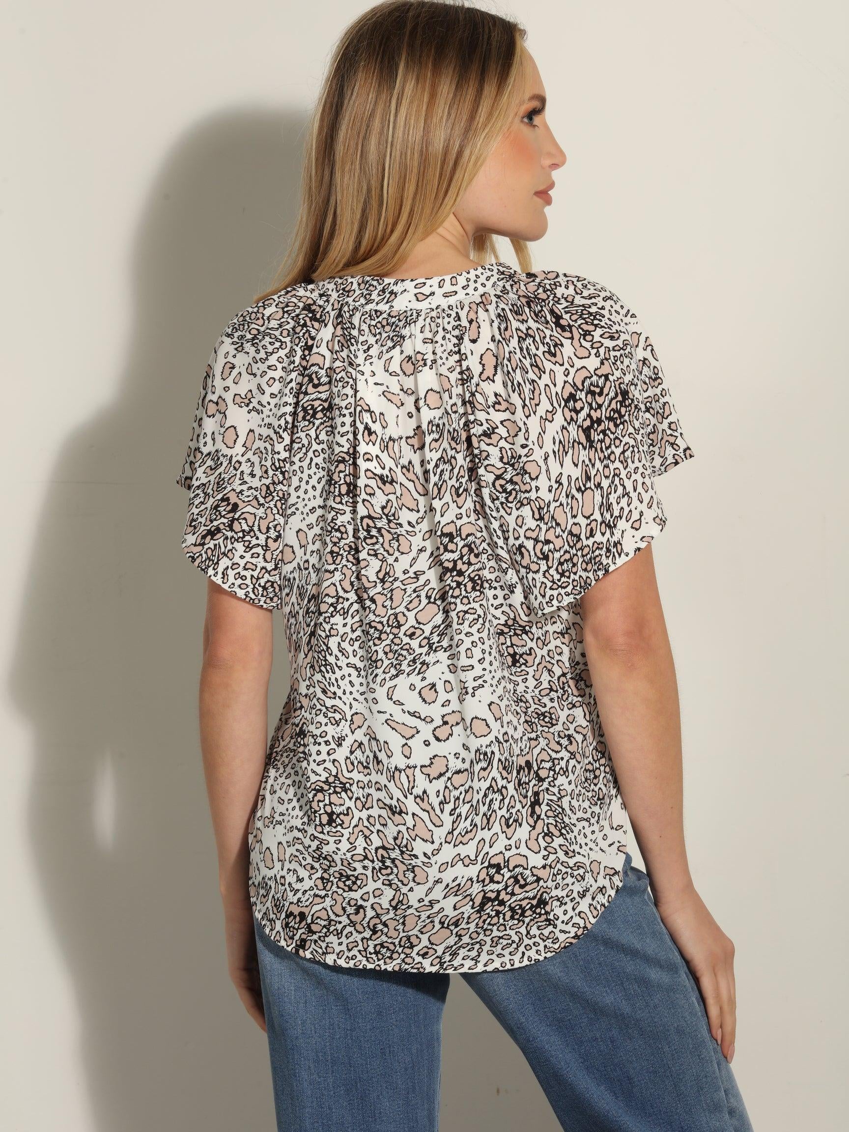 Libbie Satin Split Neck Top-FINAL SALE