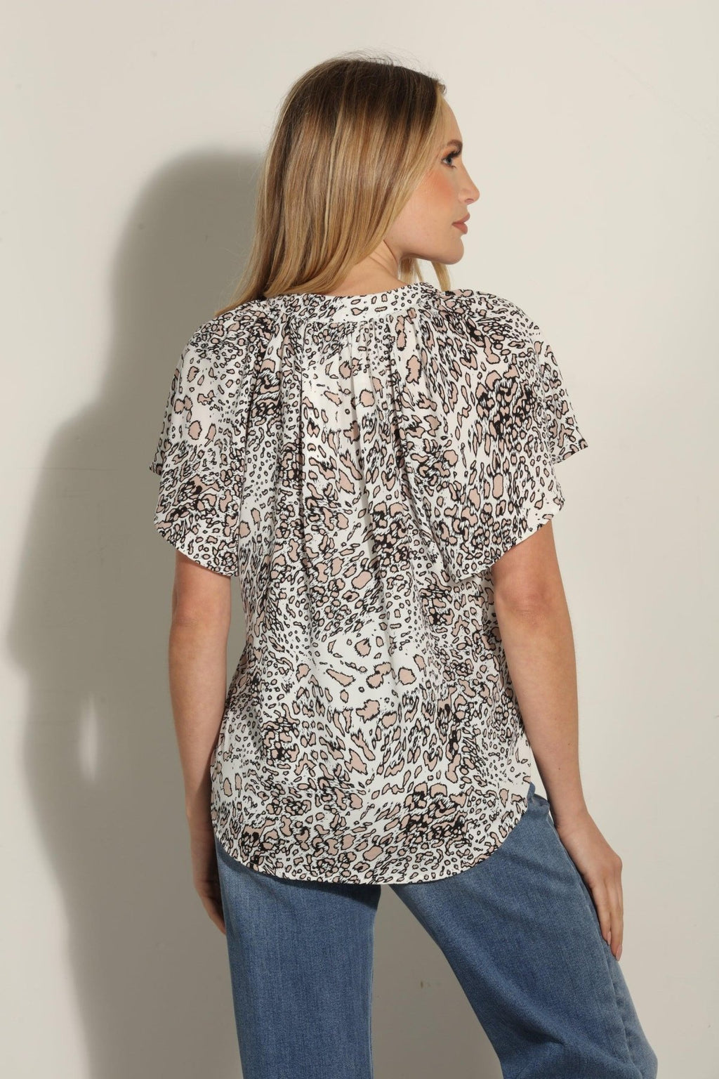 Libbie Satin Split Neck Top-FINAL SALE