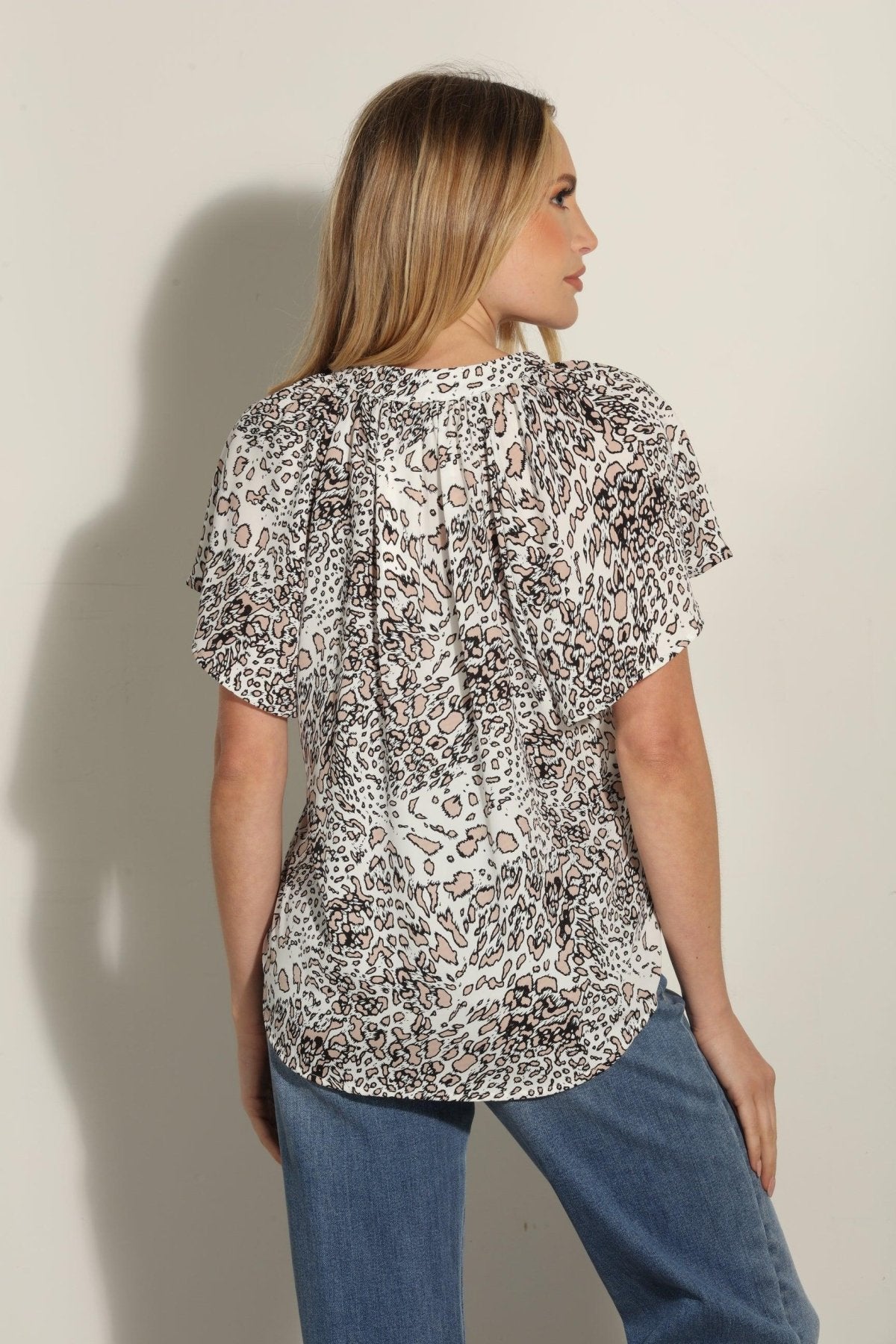Libbie Satin Split Neck Top-FINAL SALE