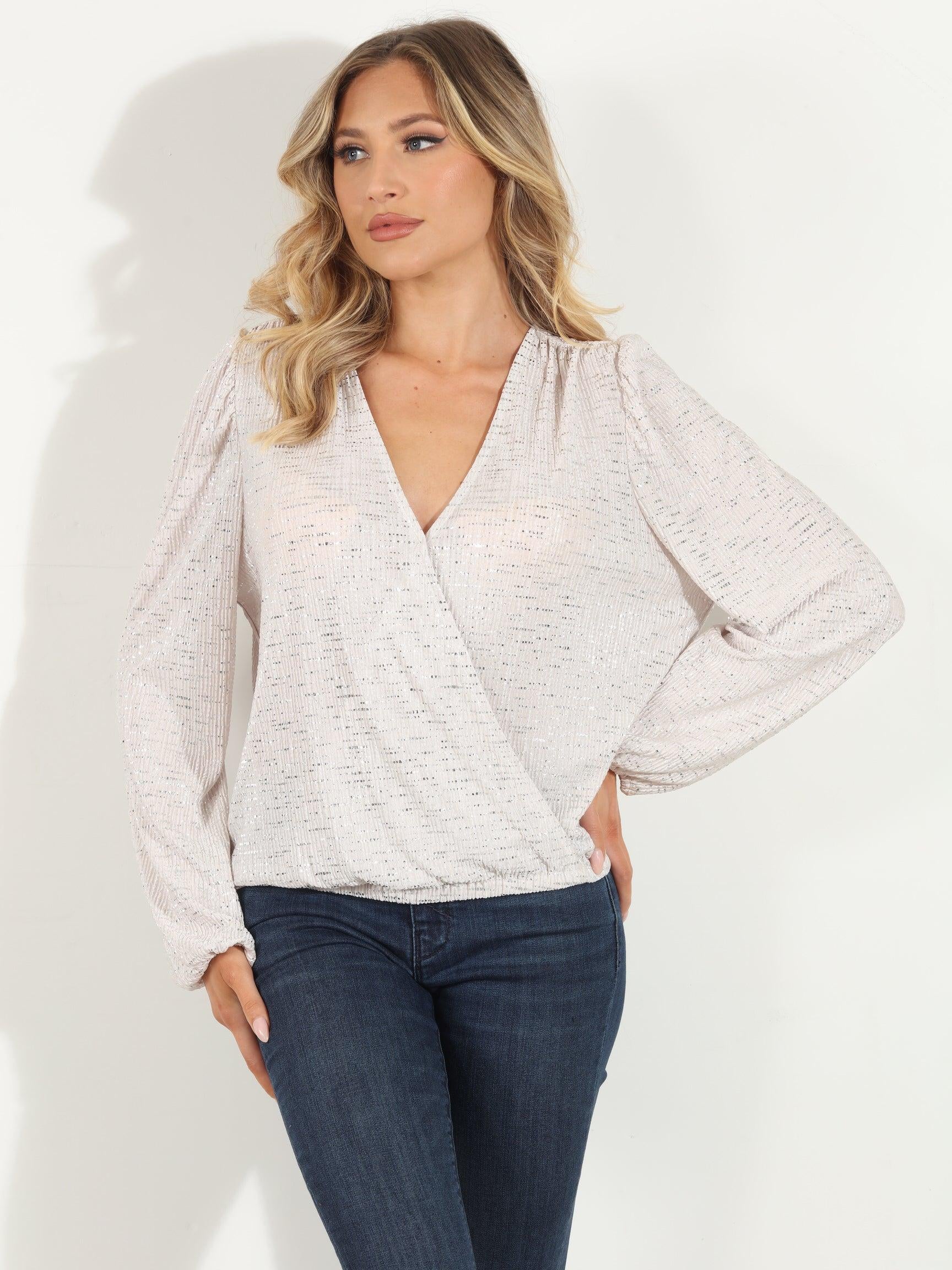 Jazmin Pleated Sparkle Top- FINAL SALE