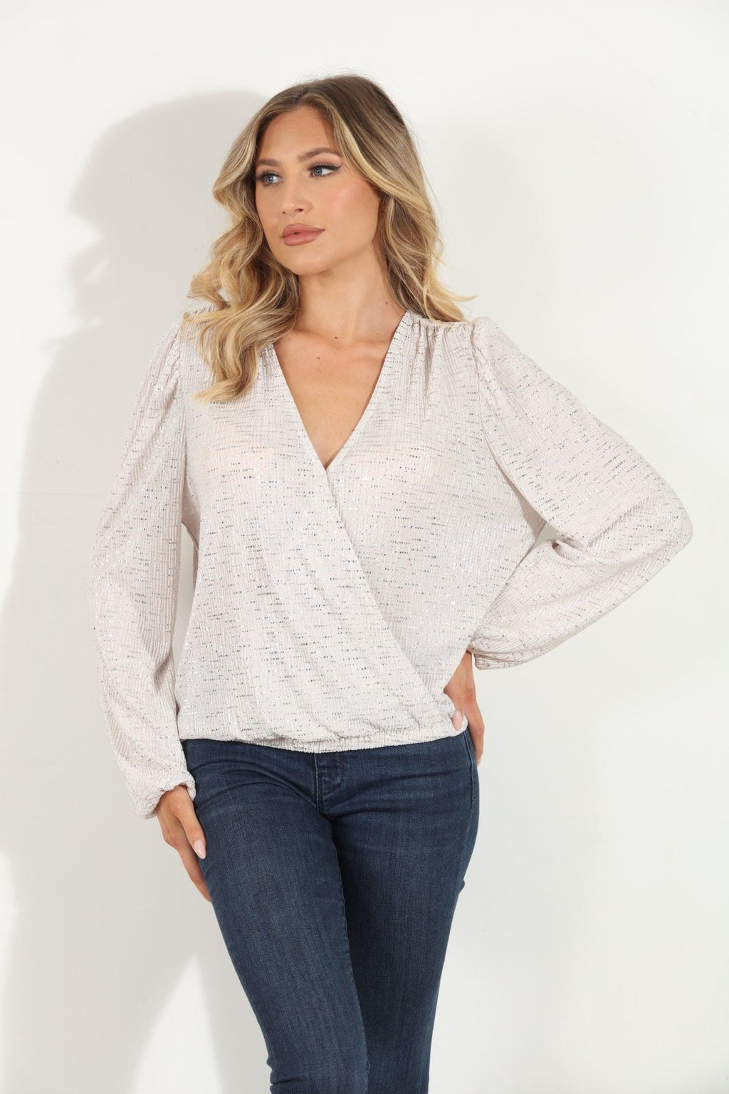Jazmin Pleated Sparkle Top- FINAL SALE