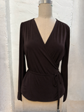 Espresso Stretch Wrap Long Sleeve Top
