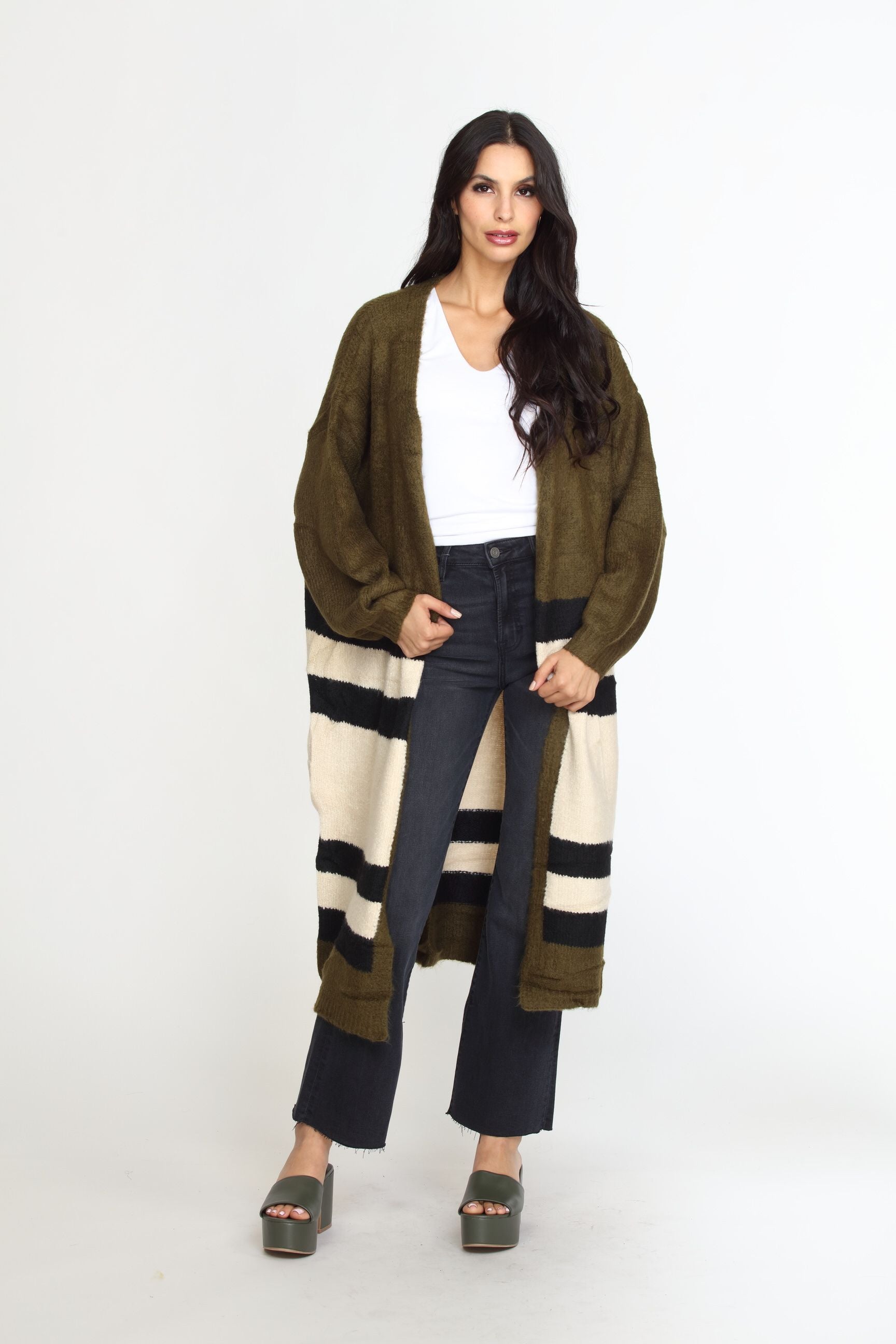 Olive and Tan Cozy Cardi-FINAL SALE