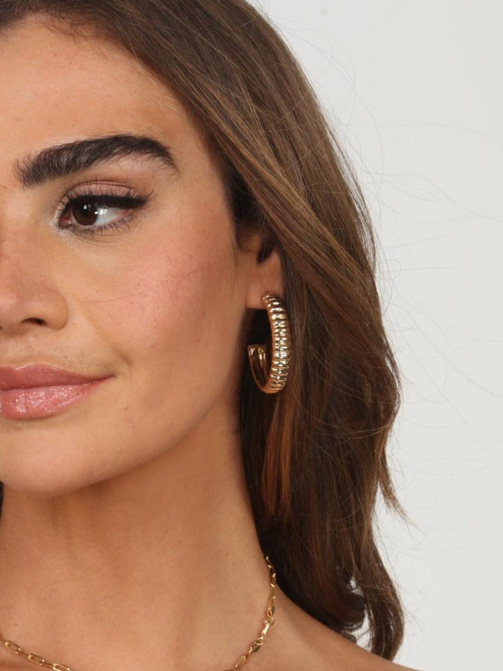 Textured Gold Chunky Hoop Earrings-FINAL SALE