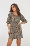 Zama Split Neck Stretch Dress-FINAL SALE