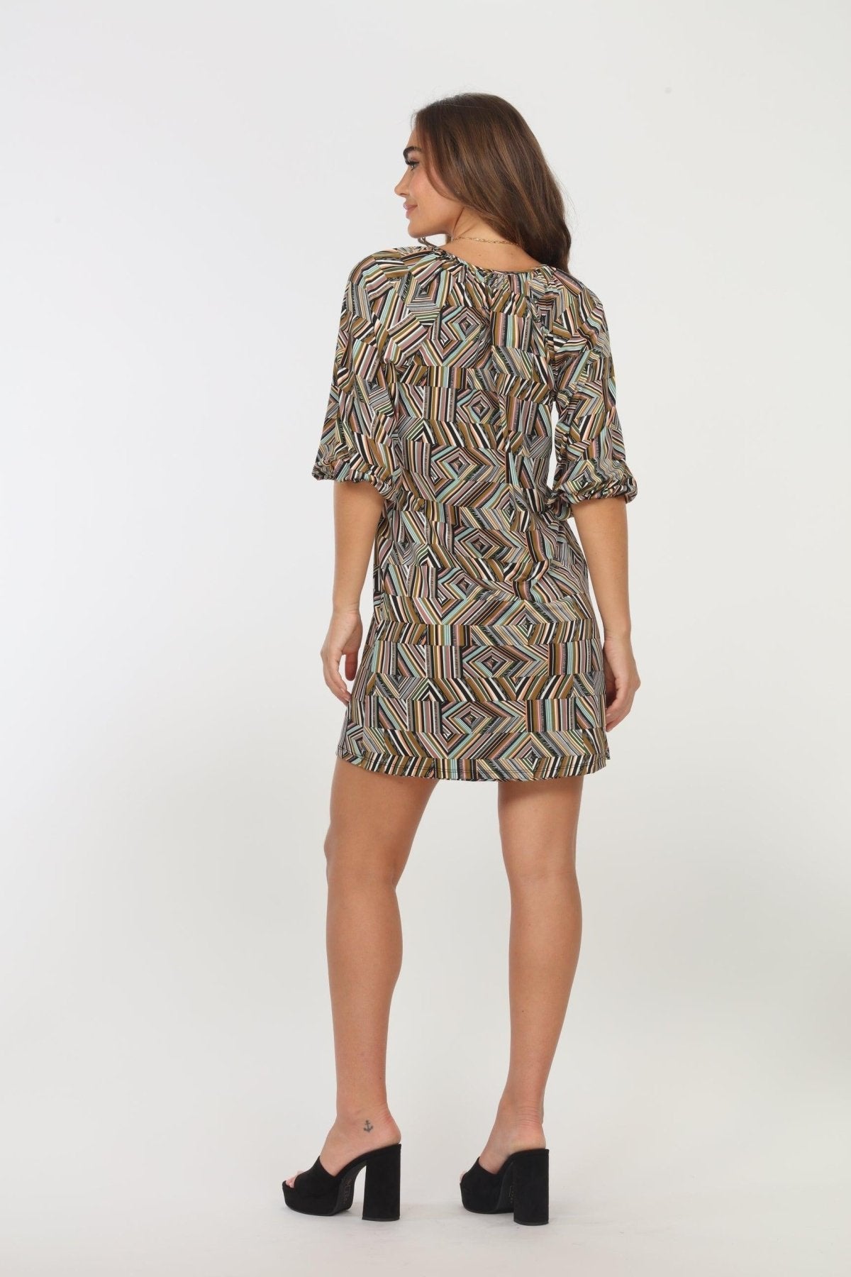 Zama Split Neck Stretch Dress-FINAL SALE