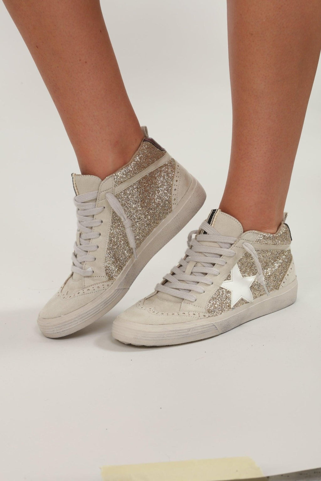 Paulina Gold Glitter High-Top Sneakers-FINAL SALE