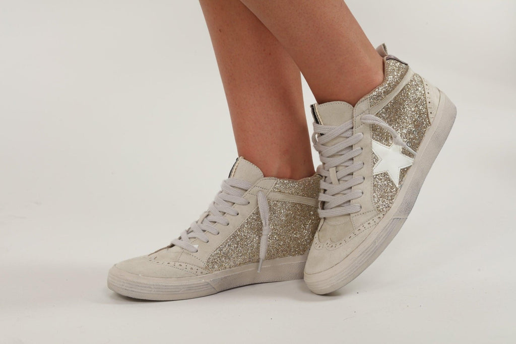 Paulina Gold Glitter High-Top Sneakers-FINAL SALE