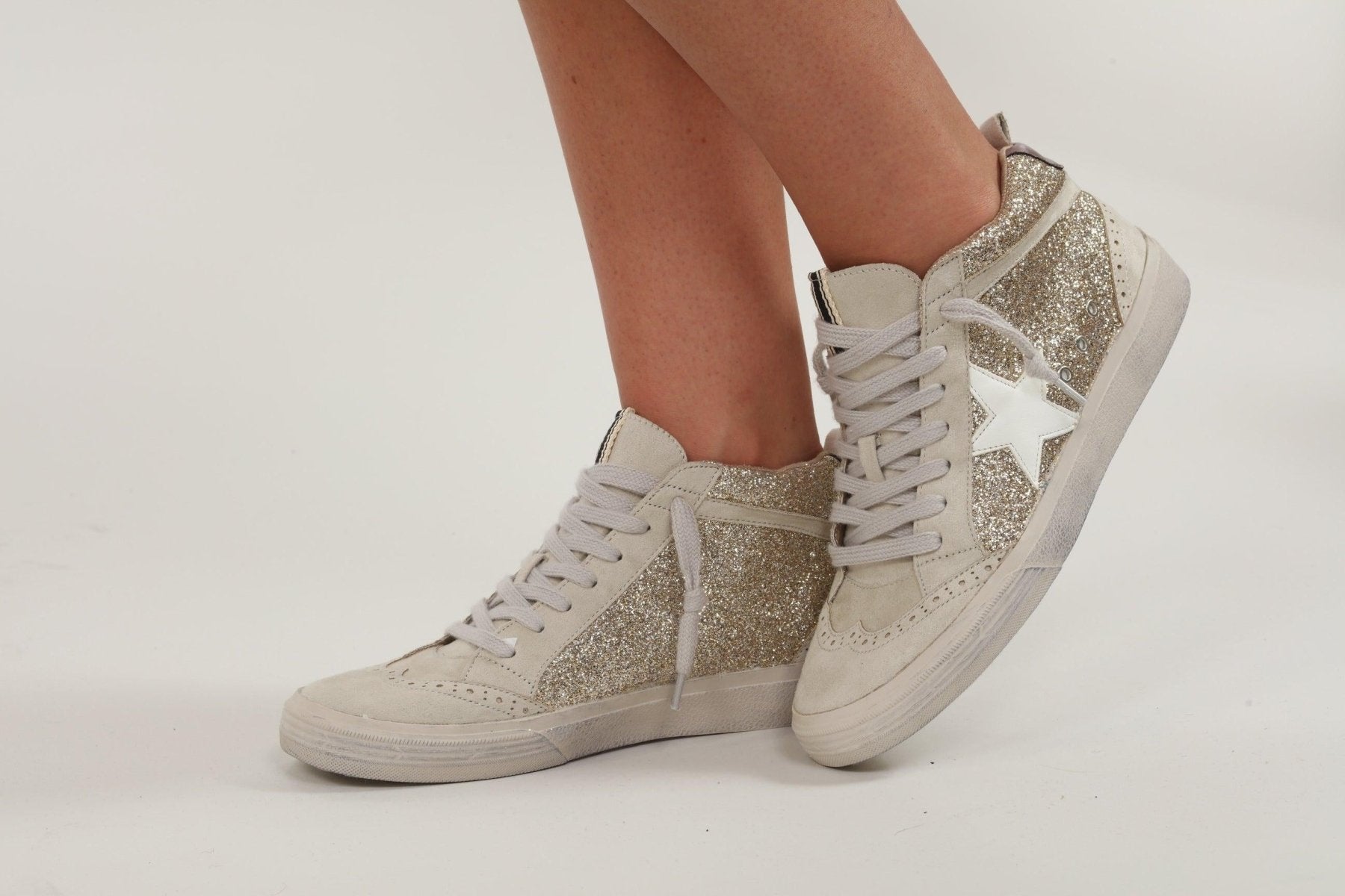 Paulina Gold Glitter High-Top Sneakers-FINAL SALE