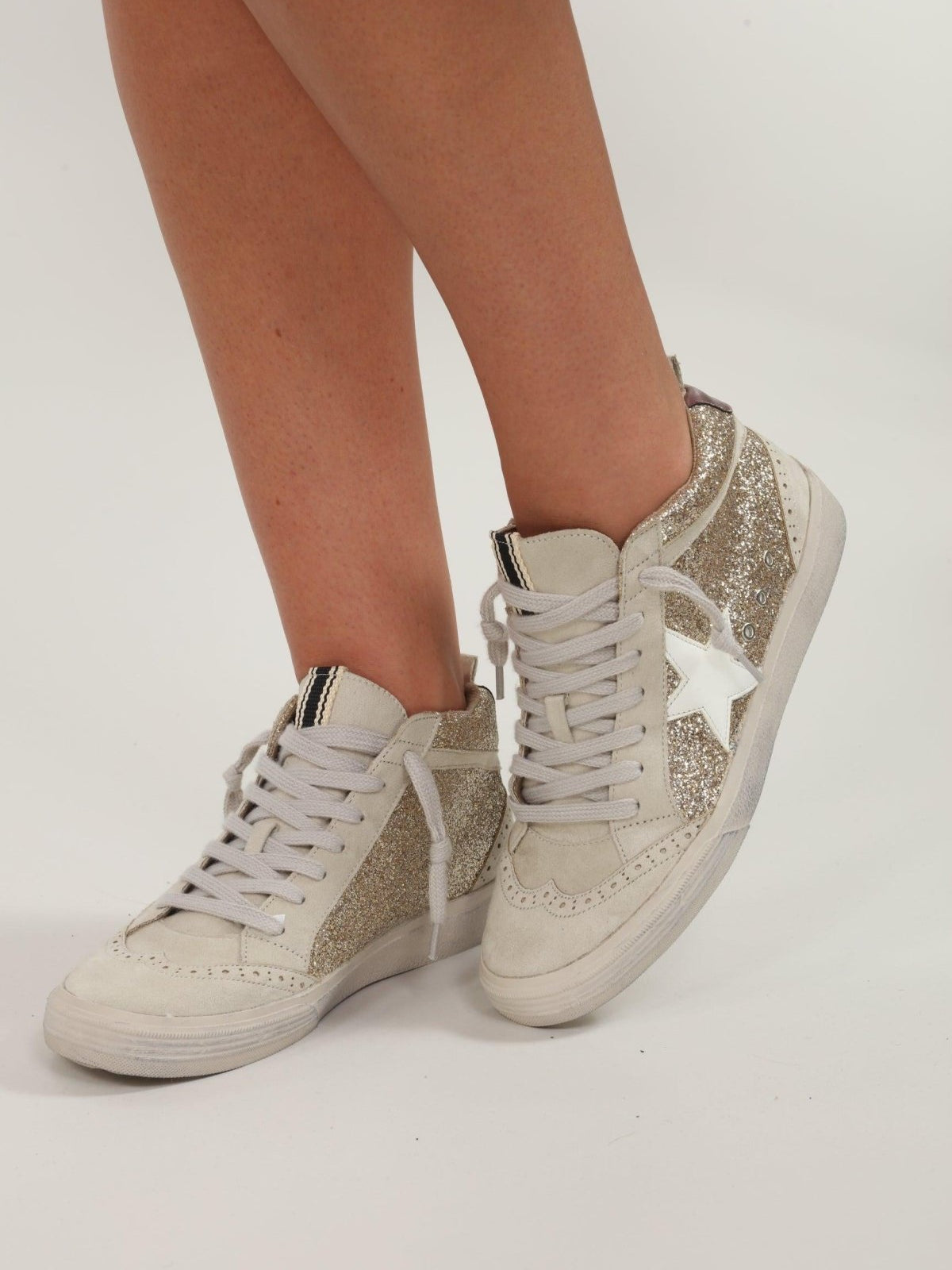 Paulina Gold Glitter High-Top Sneakers-FINAL SALE
