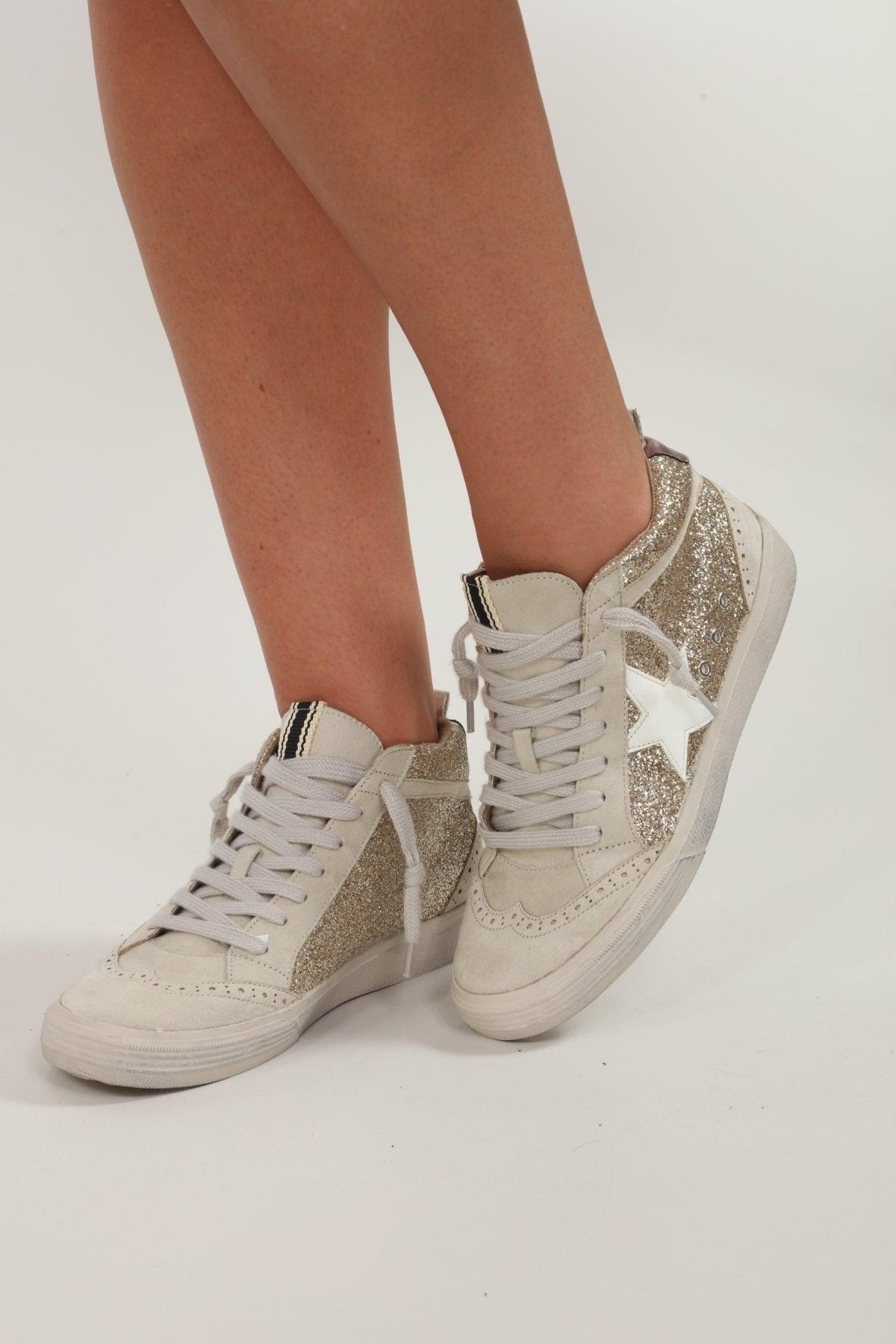 Paulina Gold Glitter High-Top Sneakers-FINAL SALE