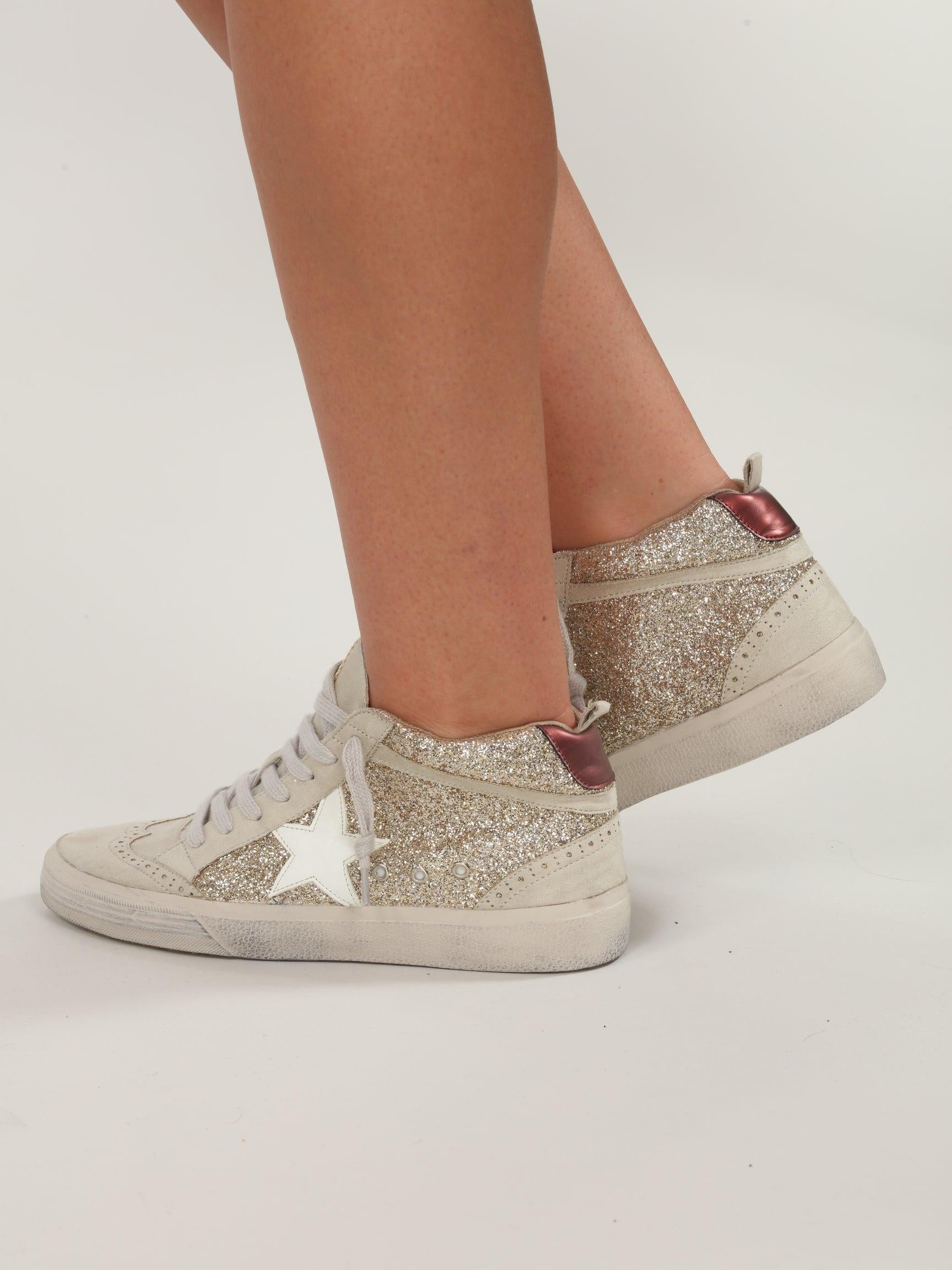 Paulina Gold Glitter High-Top Sneakers-FINAL SALE