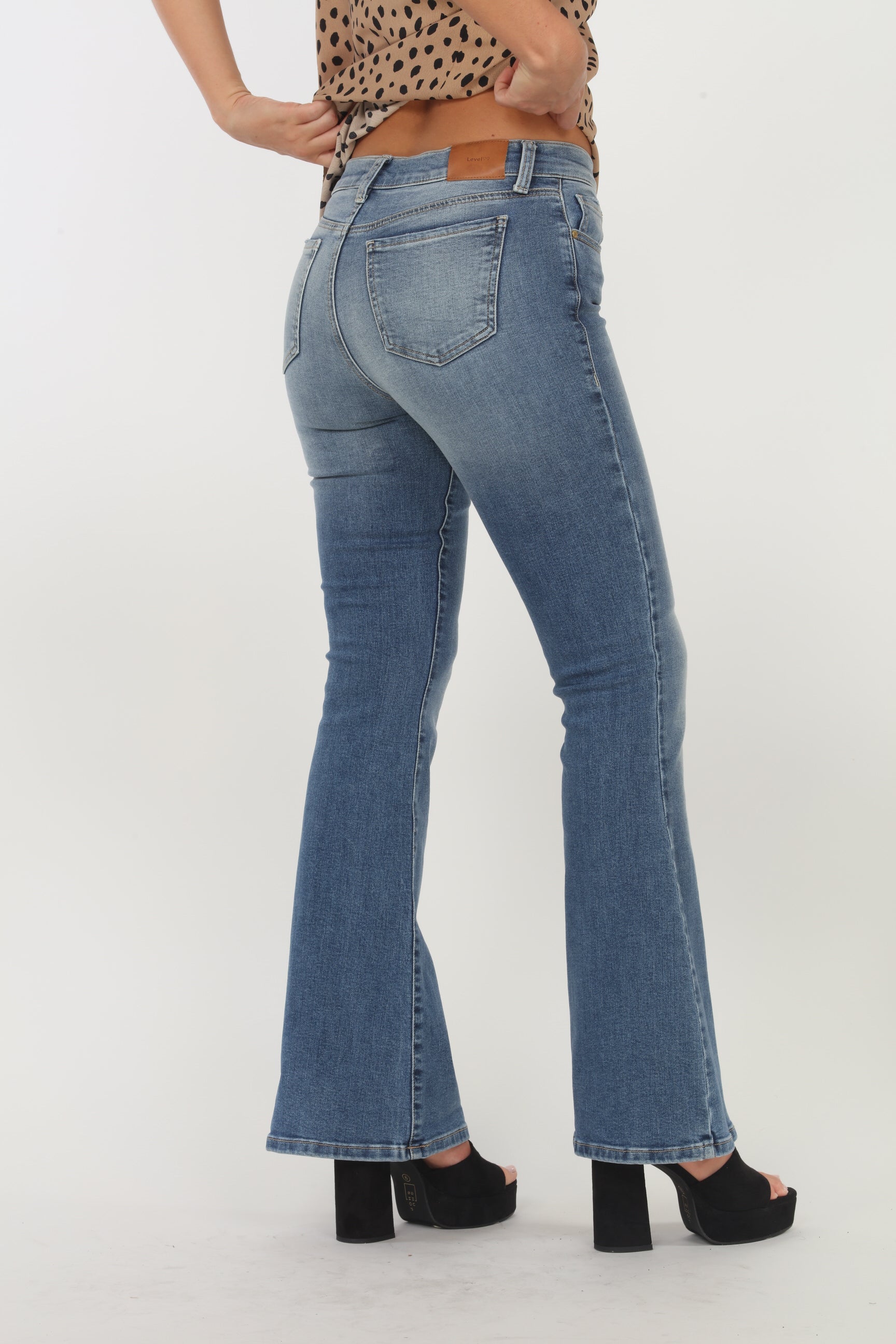 Level 99 Dahlia Mid Rise Flare Jeans - Medium Wash-FINAL SALE