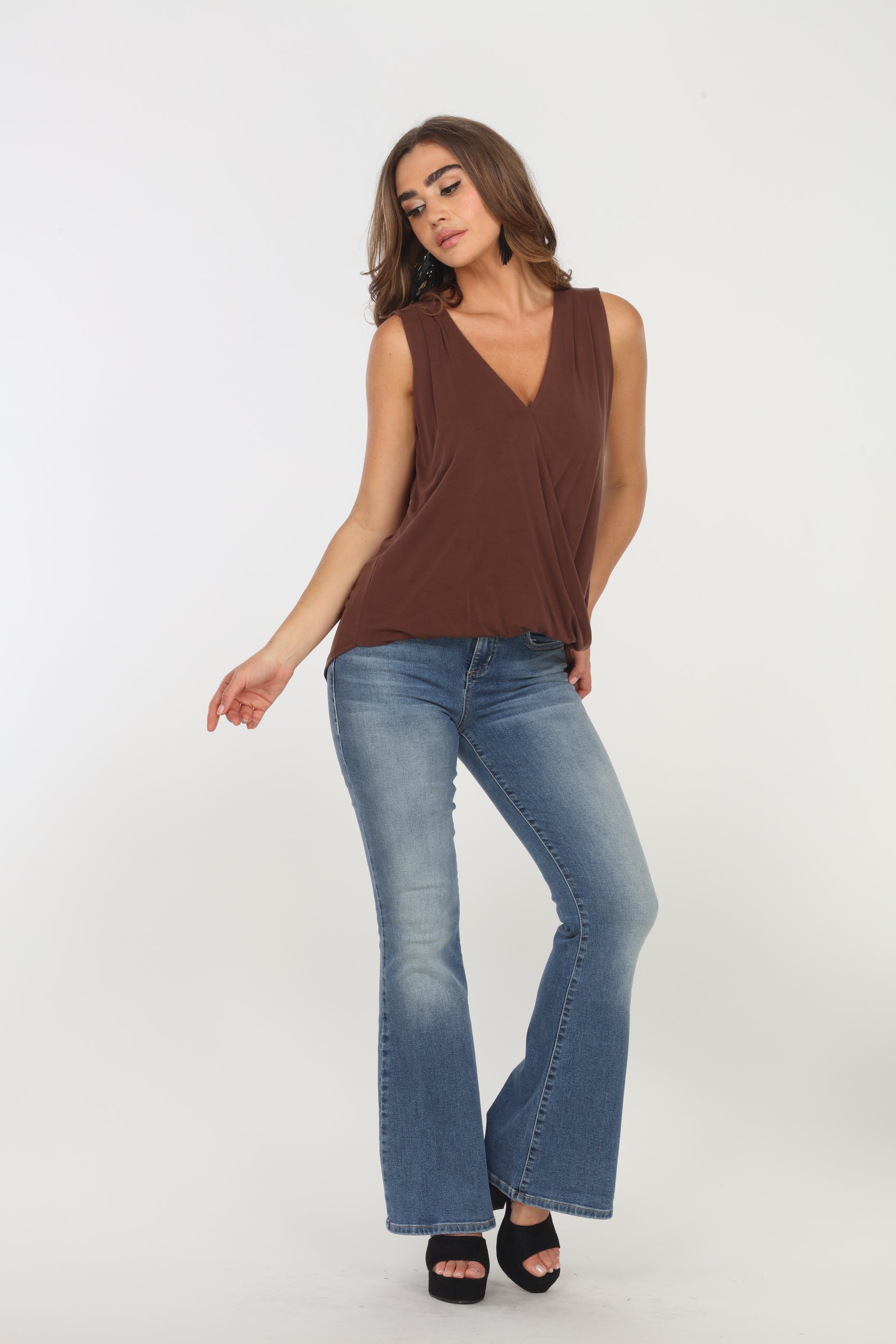 The Everyday Surplice Tank-Cocoa- BEST SELLER