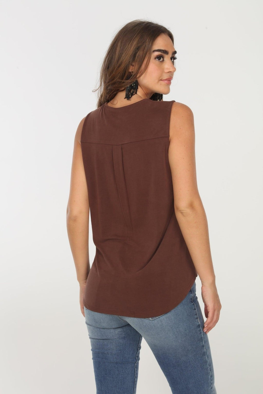 The Everyday Cupro Surplice Tank - Cocoa