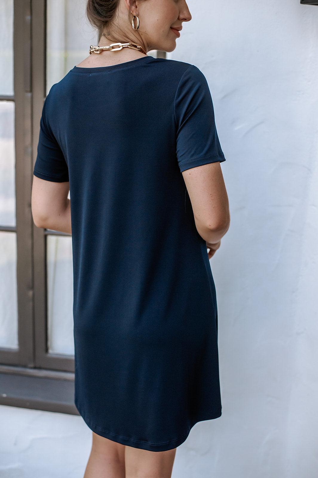 Navy ITY Stretch Swing Dress-BEST SELLER