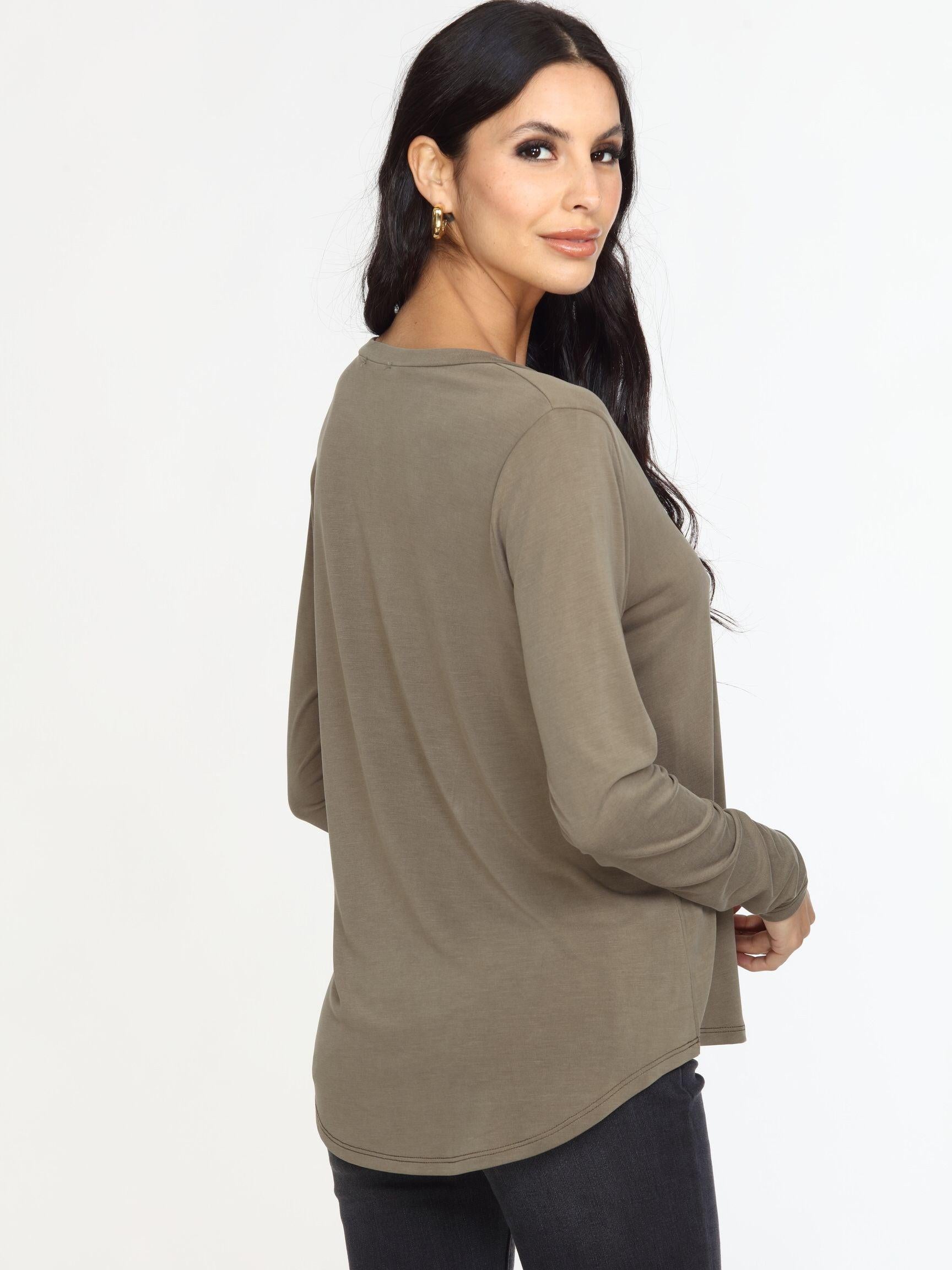 Olive Cupro Long Sleeve Tee-FINAL SALE