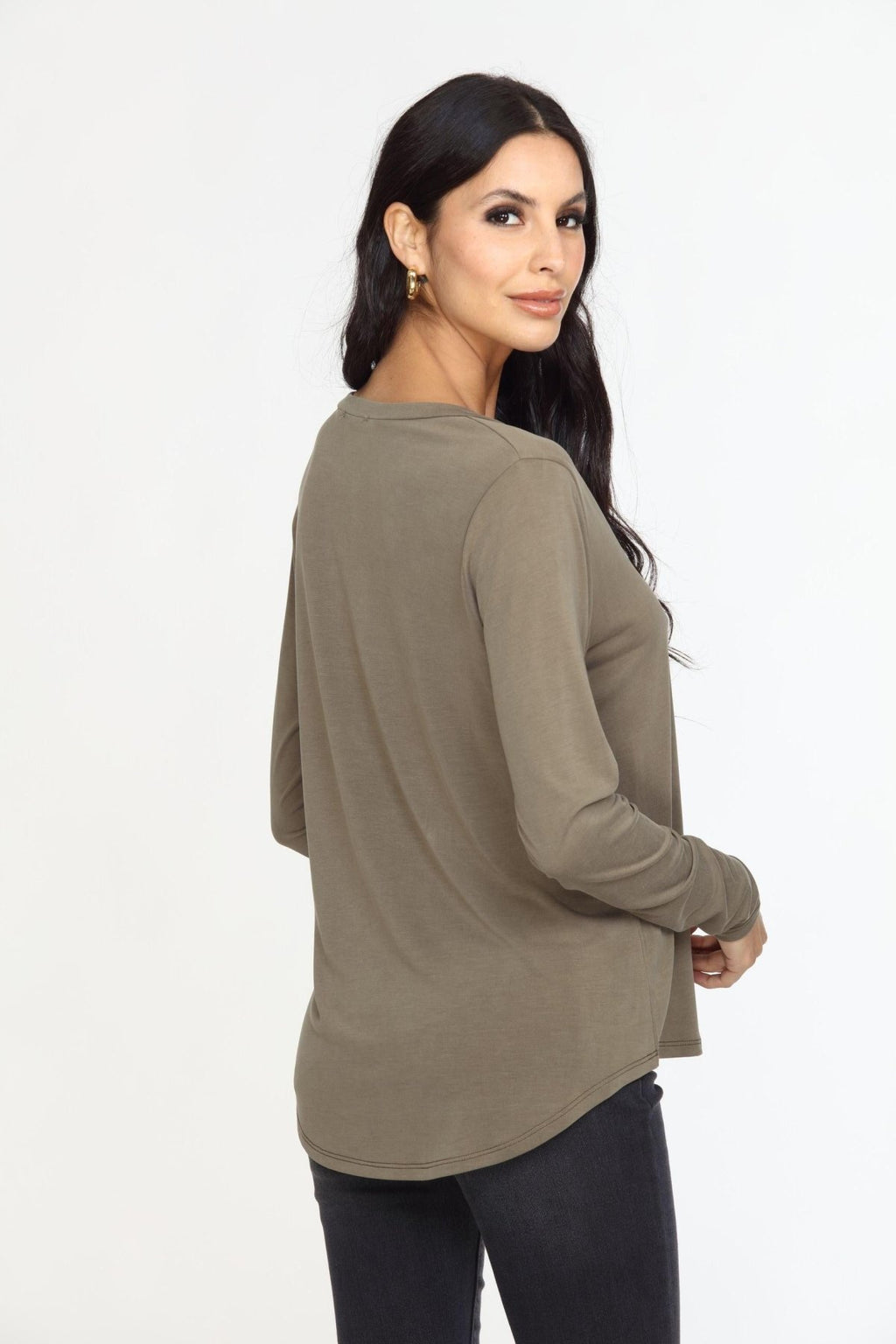 Olive Cupro Long Sleeve Tee-FINAL SALE
