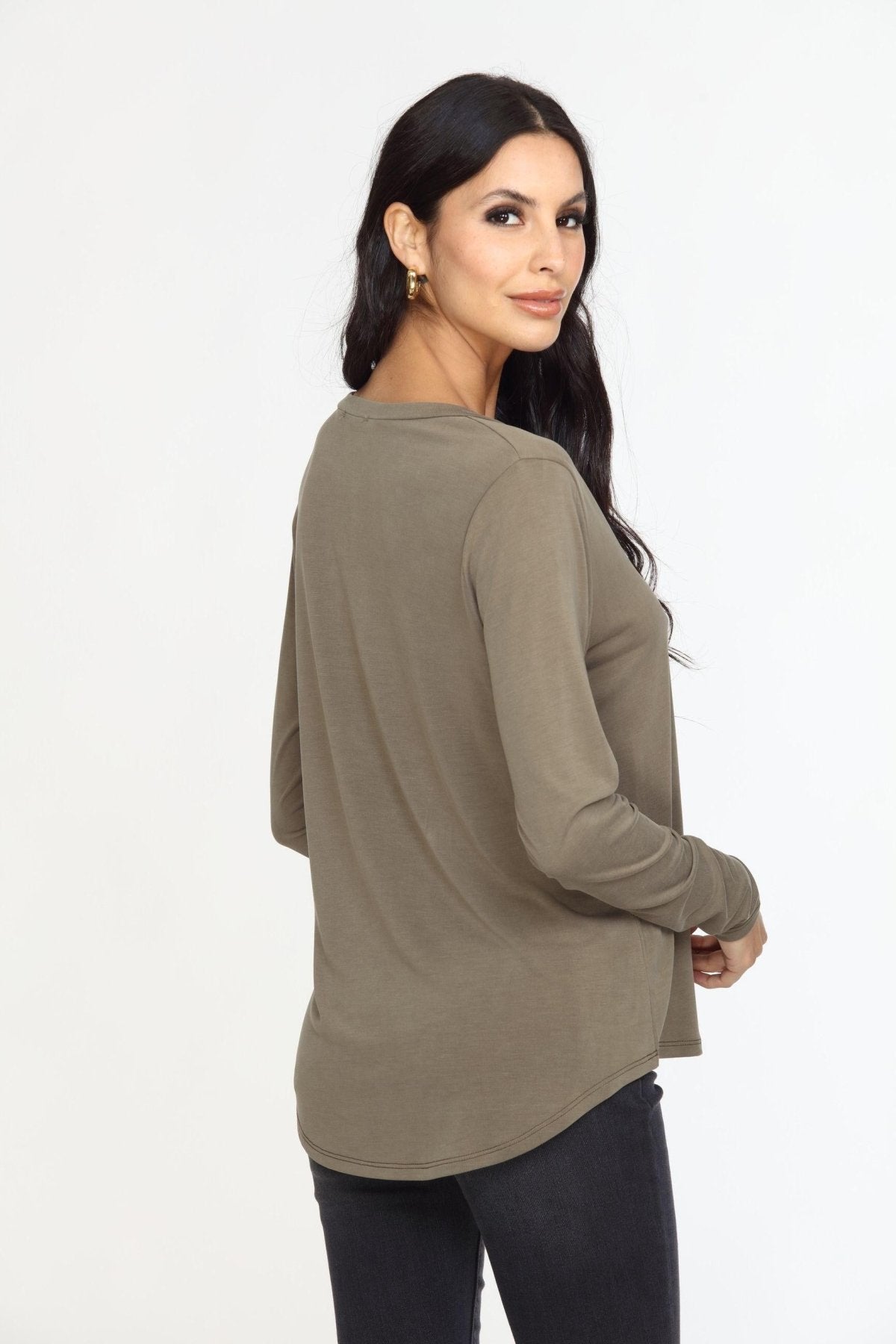 Olive Cupro Long Sleeve Tee-FINAL SALE