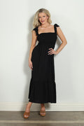 Black Airflow Smocked Tank Maxi Dress-FINAL SALE