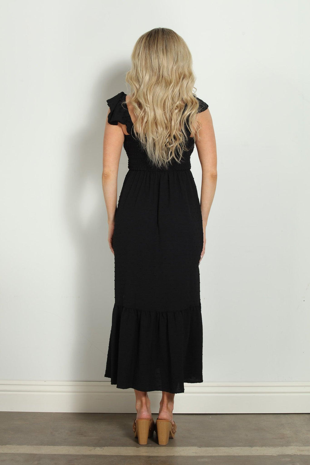 Black Airflow Smocked Tank Maxi Dress-FINAL SALE