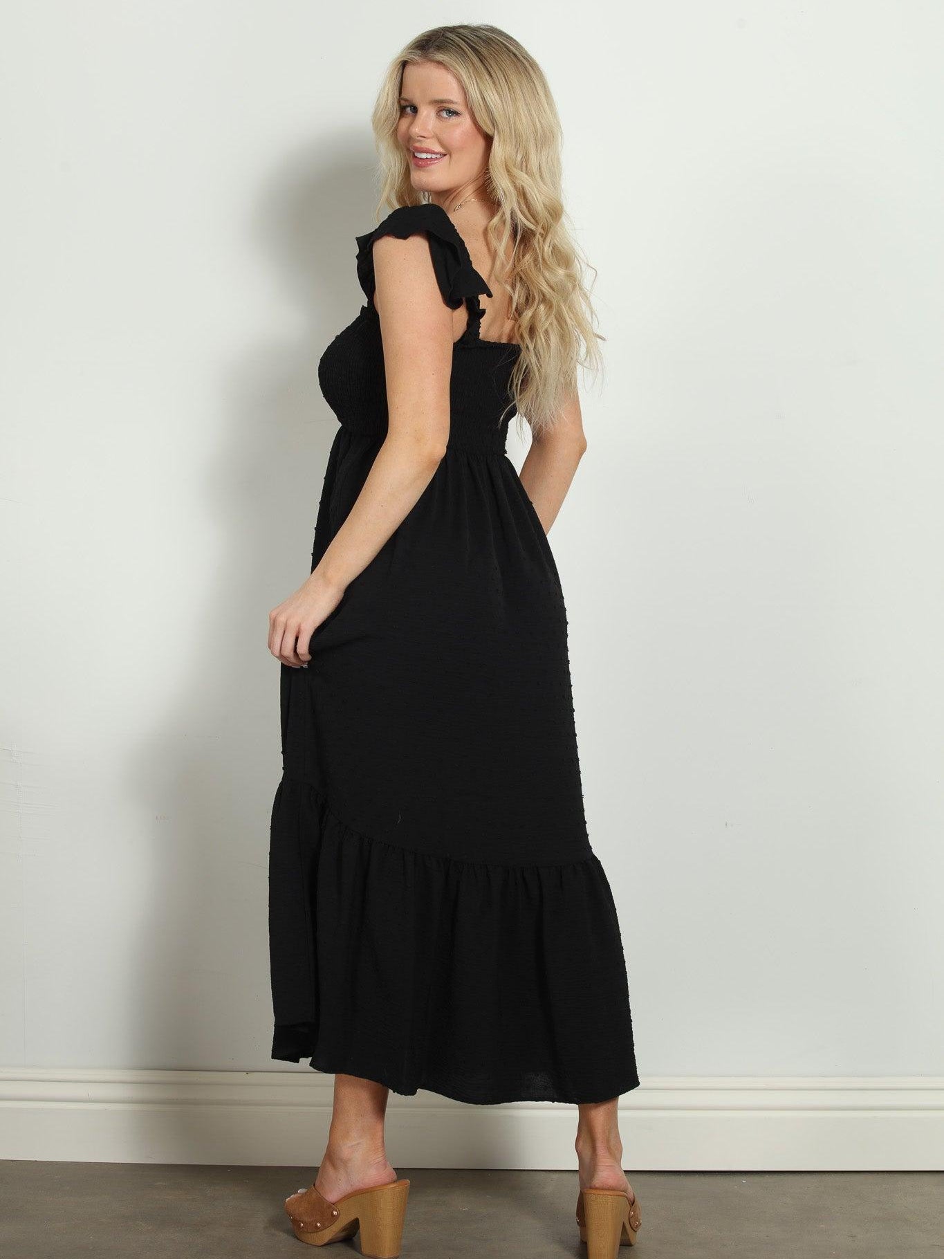 Black Airflow Smocked Tank Maxi Dress-FINAL SALE