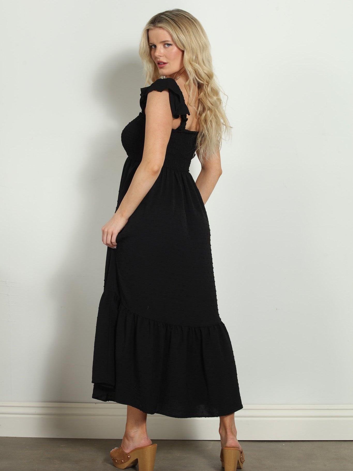 Black Airflow Smocked Tank Maxi Dress-FINAL SALE