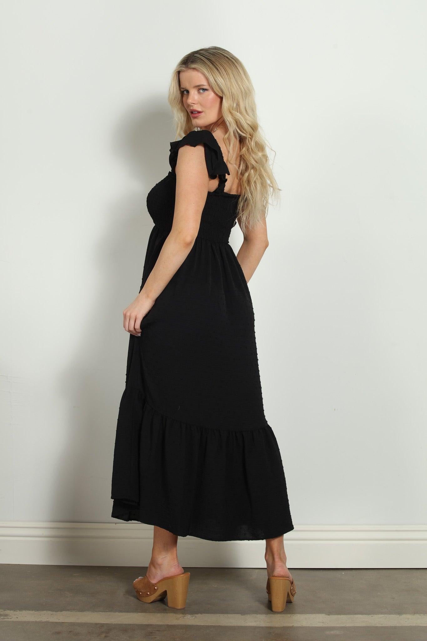 Black Airflow Smocked Tank Maxi Dress-FINAL SALE