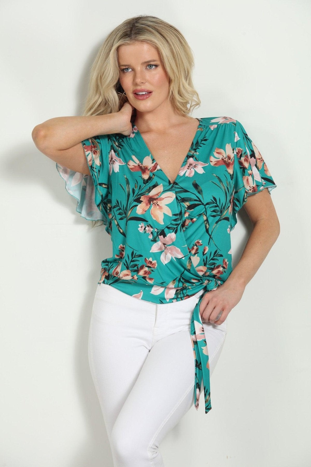 Mckinley Short Sleev Wrap Blouse-FINAL SALE