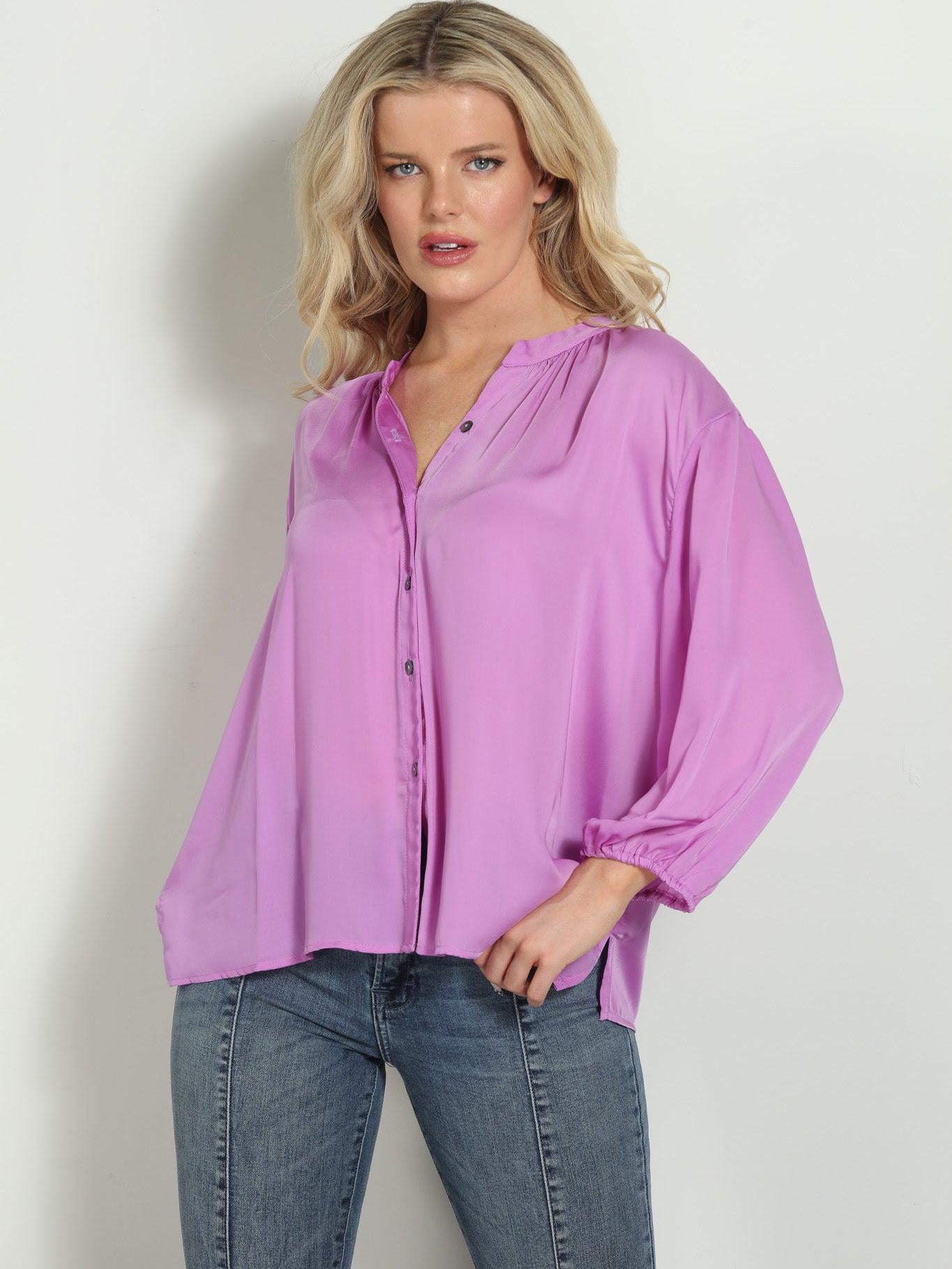 Mulberry Silky Shell Button Blouse-FINAL SALE