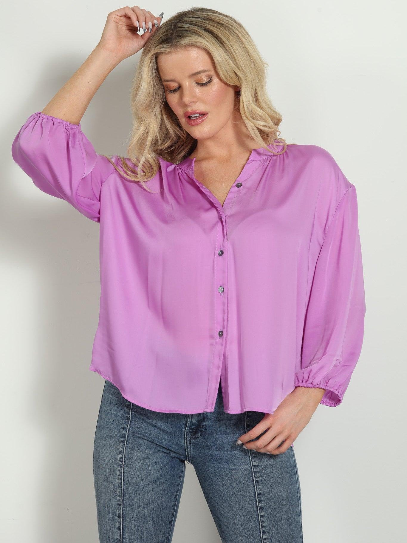 Mulberry Silky Shell Button Blouse-FINAL SALE