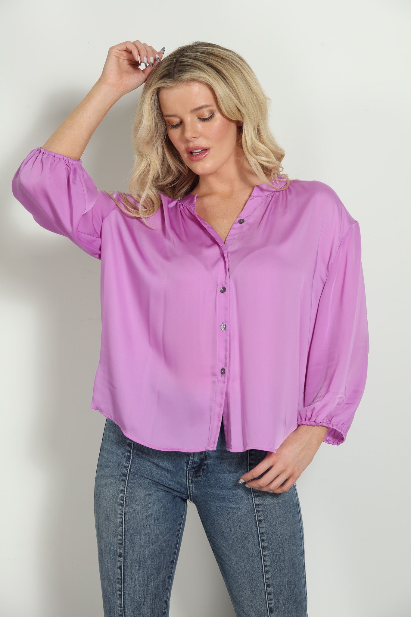 Mulberry Silky Shell Button Blouse-FINAL SALE